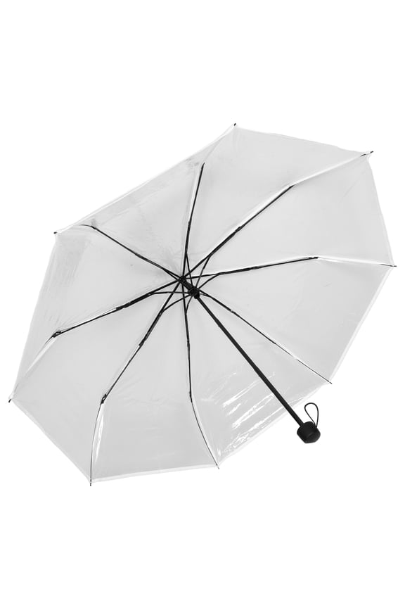 Umbrella See Through Transparent Clear White 130.00X130.00X40.00In PVC Wood Windproof Portable Compact 1Pcs