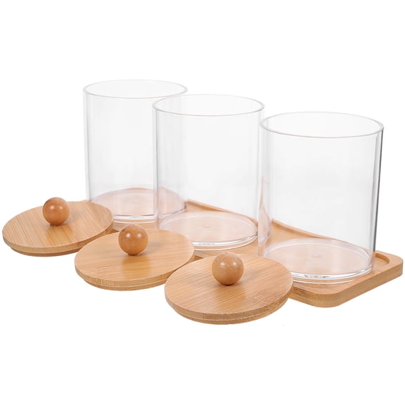 ROSENICE Vanity Jars Clear Organizers For Cotton Buds Makeup Organizer Women Daily Use 1 Set 23.6X11.5X8.5in