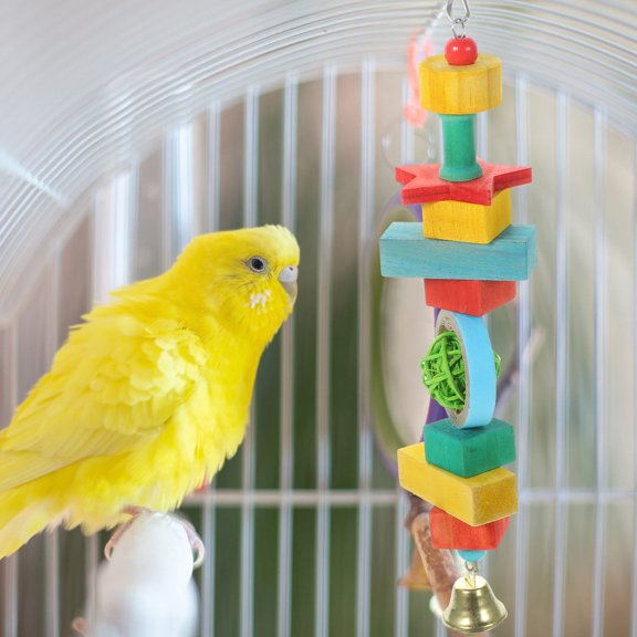 ROSENICE Various Shapes Bird Foraging Toy Wooden Bird Chewing Toy 1 Set Playtime