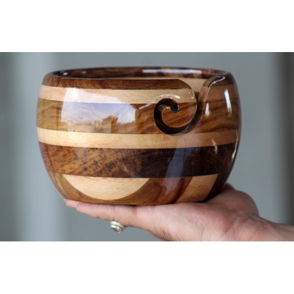ROSEWOOD Yarn Bowl - Handcrafted Wooden Yarn Bowl - Large Yarn Bowl for Knitting and Crocheting | Mother's Day Gift