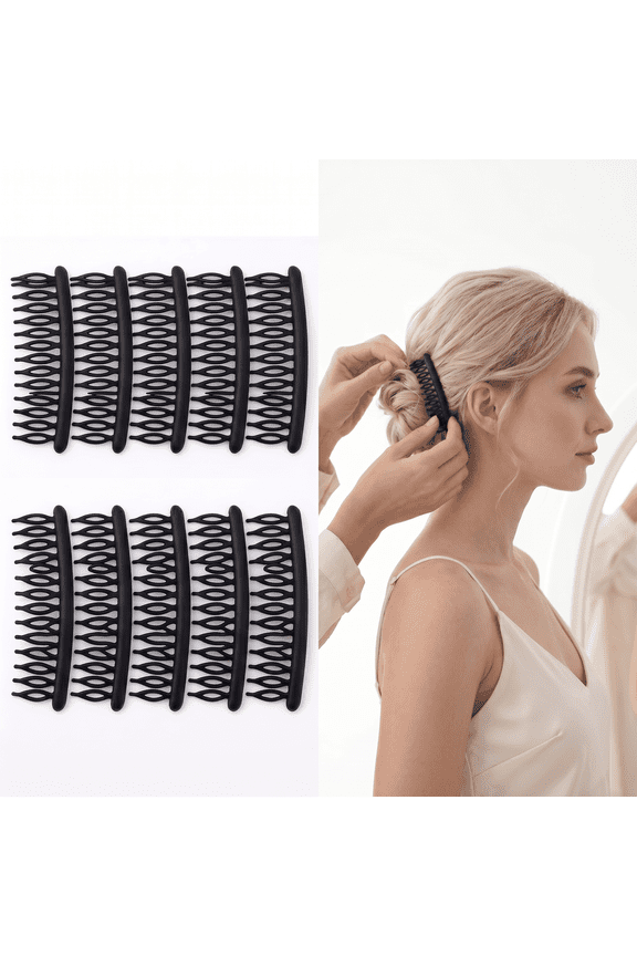 10 Pcs Matte Black Non Slip Hair Side Combs, Plastic All-Day Hold Hair Styling Barrettes for Bangs Back Head Hairstyles