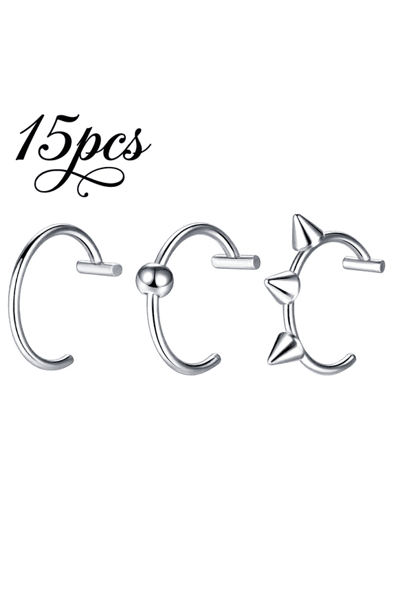 15 pcs Horseshoe lip Rings,For Women Men Daily Fashion Fake Lip Piercing