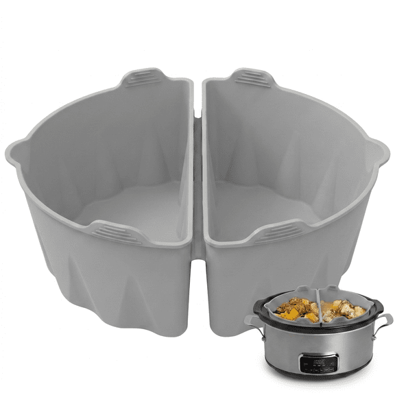 ROSEXIXI 2-In-1 Silicone Slow Cooker Liner Reusable Double Divider Heat-Resistant Multi-Cooker Inner Liner Accessory for Home Kitchen Meals