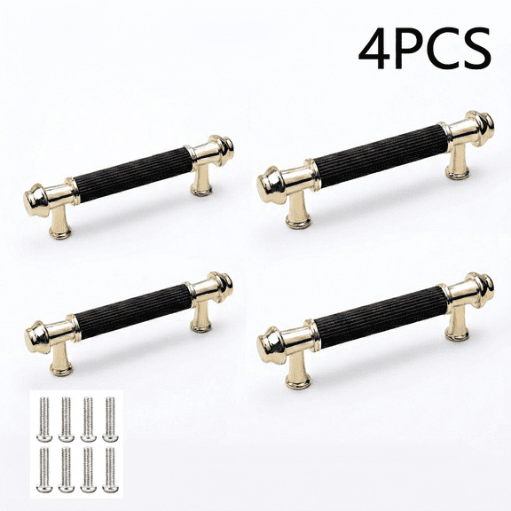ROSEXIXI 2 Pack Classical Cabinet Pull - Brushed Gold Furniture Handle, Black Drawer Handles