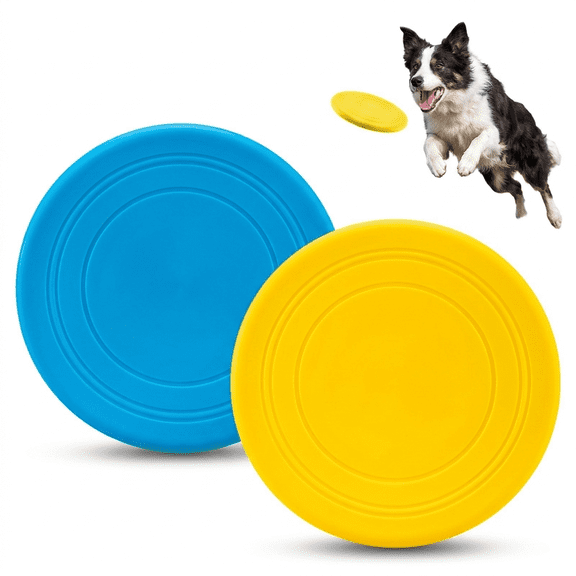 ROSEXIXI 2 Pack Dog Flying Disc 7 Inch Soft Floating Fetch Toy for Aggressive Chewers Puppy Outdoor