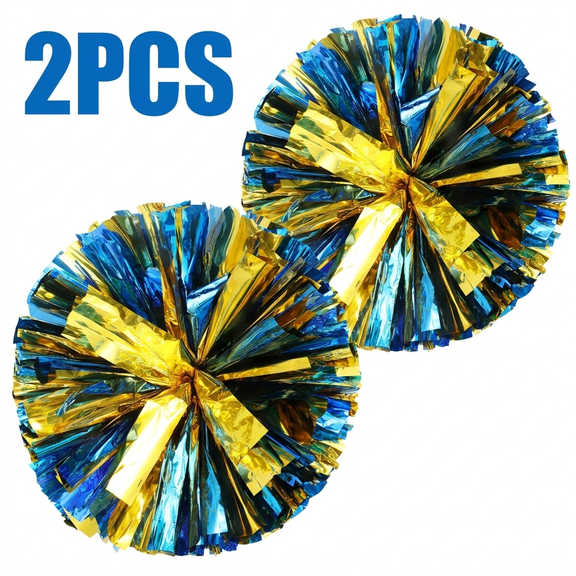 ROSEXIXI 2PCS Metallic Handballs High Density Cheerleading Pom Poms, Shimmering Halo Props With Finger Ring Handle For Kids Sports Events Opening Ceremony School Dance Performance