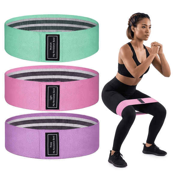 ROSEXIXI 3 Pack Resistance Bands Fabric Workout Loops 3.1 Inch Wide Non Slip Booty Bands for Women Pilates