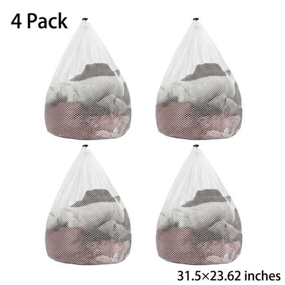 ROSEXIXI 4Pack Large Mesh Laundry Bags with Locking Drawstring Closure,Dirty Clothes Organizer,31.5×23.62 inches