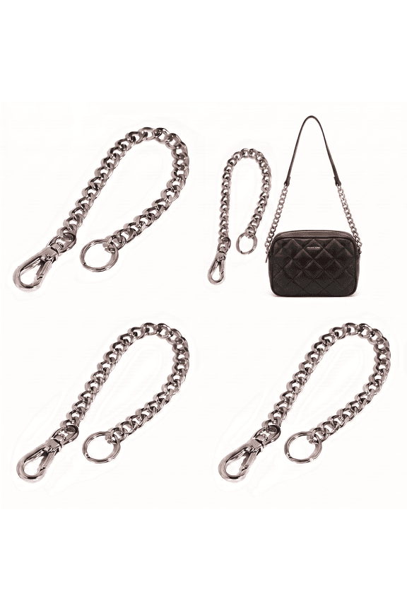 4Pcs Silver Metal Bag Chain Extenders, DIY Keychain Strap with Clasp for Purse, Toys and Charms