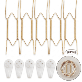 ROSEXIXI 5 Pack Decorative Wall Hooks,8 Inch Gold Plate Hangers for the Wall, Invisible Spring W-Shape Decorative Hooks with Protective Tip Sleeves for 7.5 to 8.5 Inch Round or Square Display Plates