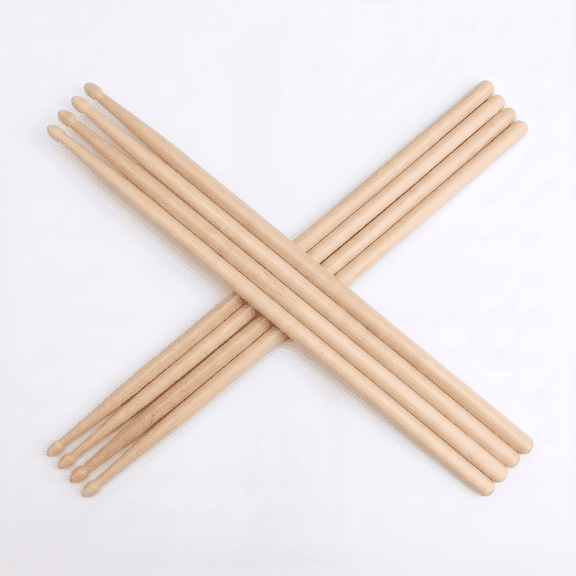ROSEXIXI 8 Pcs 5A Unfinished Maple Drum Sticks,  Natural Wood Non-Painted Drumsticks, Professional Anti-Slip Percussion Accessories for Adults Beginners
