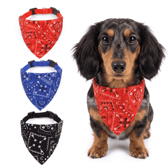 ROSEXIXI Adjustable Bandanas 3pcs Paisley Printed Dog Collar Accessories Washable Puppy Bandana Scarf Multi-Functional Pet Items for Large Medium Breeds Outdoor Walking and Daily Decoration