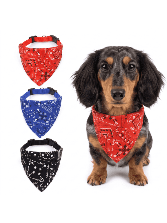 Adjustable Bandanas 3pcs Paisley Printed Dog Collar Accessories Washable Puppy Bandana Scarf Multi-Functional Pet Items for Large Medium Breeds Outdoor Walking and Daily Decoration