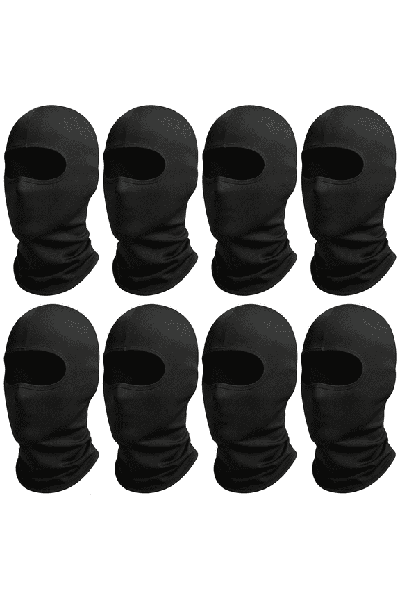 Balaclava Ski Mask 8 Pack Black Cooling Neck Gaiter Sun Protection Breathable Face Covering, Neck Sun Protection Fishing Mask for Cycling Running Helmet Liner One Size