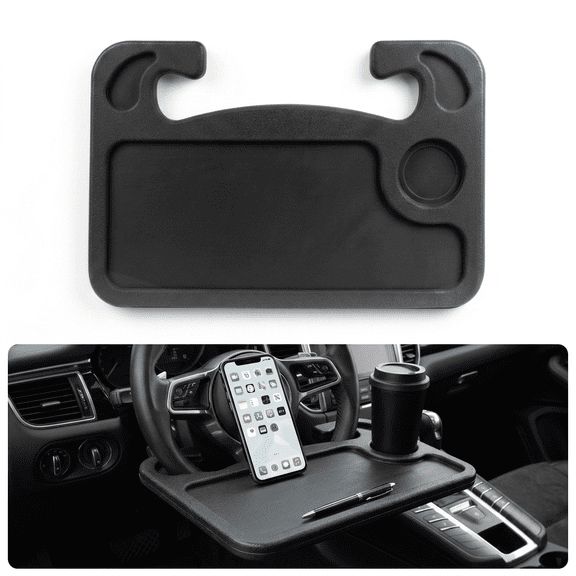 DUALFERV Car Desk Steering Wheel Tray 16.5x11 Inch Double Sided Laptop Table with Cup Holder