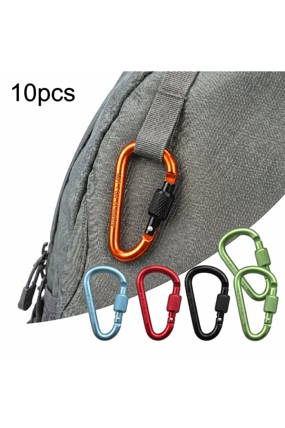 Carabiner 10 Pack Locking Carabiner Aluminum Alloy D Rings Keychain Clip Screw Gate Key Ring Clip Backpack Hooks And Travel Bag Locks For Outdoor Camping Hiking Fishing