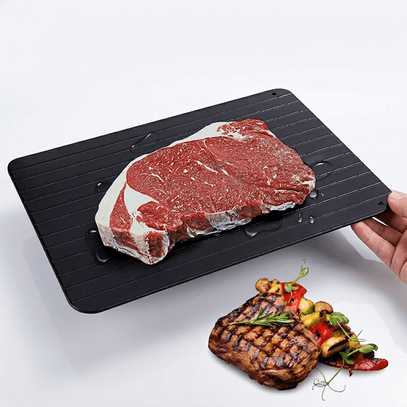 ROSEXIXI Defrosting Tray for Frozen Meat, M-Size 11.6x8.2 Inch Rapid Aluminum Thawing Plate, Fast Meat Defroster Board, Easy to Clean, Suitable for Freezer, Refrigerator, Frozen Meals & Entrees