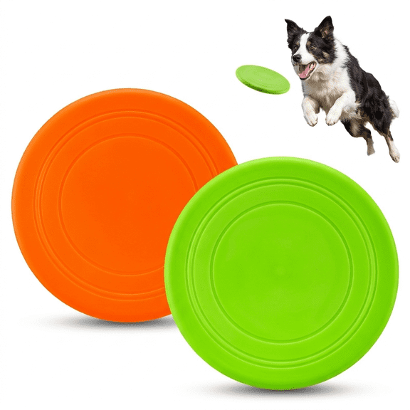 ROSEXIXI 2 Pack Dog Flying Disc 7 Inch Soft Floating Fetch Toy for Aggressive Chewers Puppy Outdoor