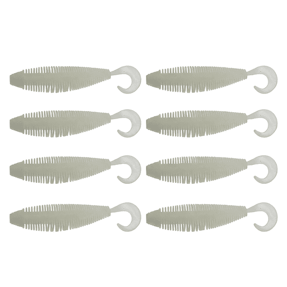 ROSEXIXI Fishing Lures, 8-Pack 3.7" Luminous Soft Plastic Baits – Ribbed Curly Tail Saltwater Bass Lures, Stretchy Floating TPE Rubber Worms, Glow-in-the-Dark Bait for Bass, Walleye, Trout