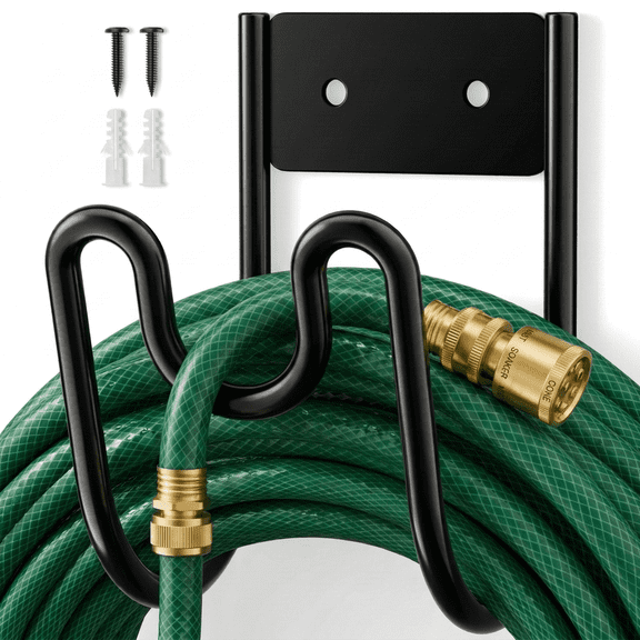 ROSEXIXI Garden Hose Holder Heavy Duty Wall Mount Black Rustproof Metal Hook for Outside Yard Garage
