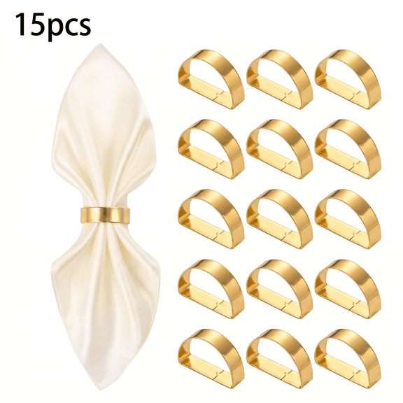 ROSEXIXI Napkin Rings of 15pcs Metal Ring Dining Room Decor Smooth Polished Napkins Rings Gold Dining Table Accessories for Wedding Party Hotel Banquet Table Centerpiece Decor
