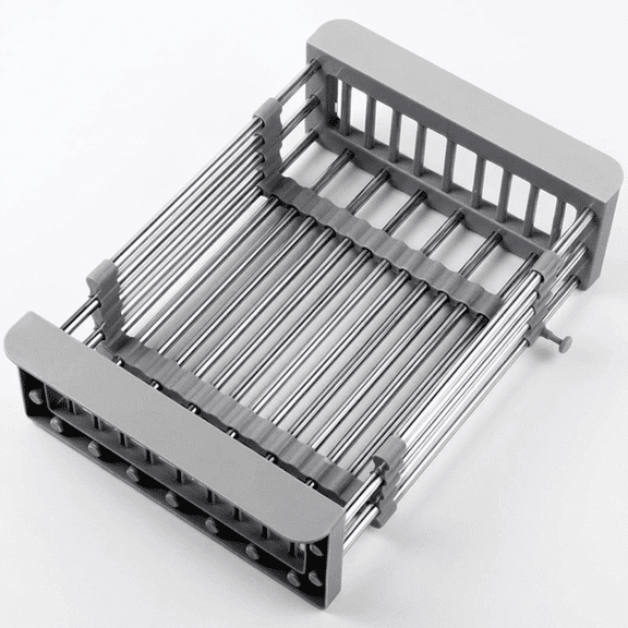 ROSEXIXI Kitchen Sink Organizer, Extendable Dish Drainer 11-18 Inches - Rustproof Stainless Steel Strainer Basket, Gray Over-the-Sink Drain Basket for Drying Dishes, Washing Vegetables and Home Organ