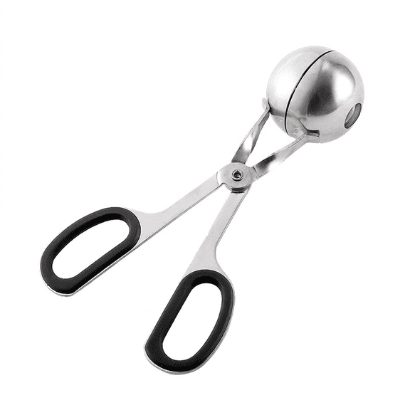 ROSEXIXI Large Meatball Maker, 304 Stainless Steel Meat Press Tool with Non-Slip Black Rubber Ring, Spherical Mold for DIY Meatball, Rice Ball, Cake Pop and Home Kitchen Cooking