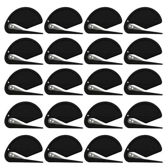 ROSEXIXI Letter Opener, 20-Pack Black Plastic Envelope Slitter  Stainless Steel Razor Utility Knife, Mini Box Cutter for Home, Office, School, Cardboard and Paper Cutting