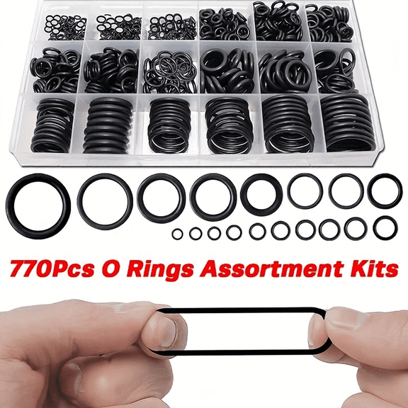ROSEXIXI O Ring Assortment Kit, 770Pcs 18 Sizes Nitrile NBR Rubber O-Rings, Black Oil Resistant Sealing Gaskets for Plumbing, Automotive, Mechanical & Faucet Repair