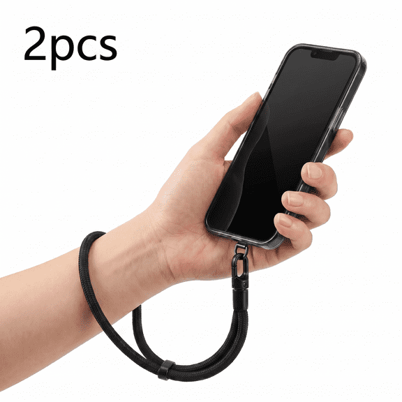 ROSEXIXI Phone Lanyard 2 Pack Adjustable Braided Wristlet Strap Anti Theft Security Mobile Chain Durable Black Cell Phone Strap With Tether Patch For Universal Mobile Device Cases And Daily Use
