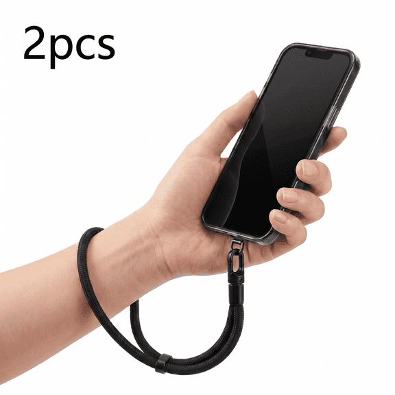 ROSEXIXI Phone Lanyard 2 Pack Adjustable Braided Wristlet Strap Anti Theft Security Mobile Chain Durable Black Cell Phone Strap With Tether Patch For Universal Mobile Device Cases And Daily Use