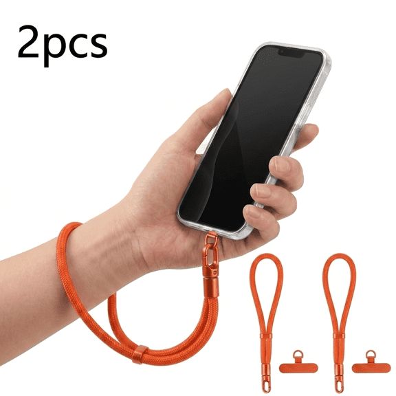 ROSEXIXI Phone Lanyard 2 Pack Adjustable Braided Wristlet Strap Anti Theft Security Mobile Chain Durable orange Cell Phone Strap With Tether Patch For Universal Mobile Device Cases And Daily Use
