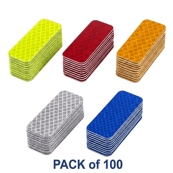 ROSEXIXI Reflective Stickers 100pcs Fluorescent Car Decal 1.18*3.15in High Visibility Reflective Stickers, Waterproof Motorcycle Decals and Bike Reflectors for Night Riding