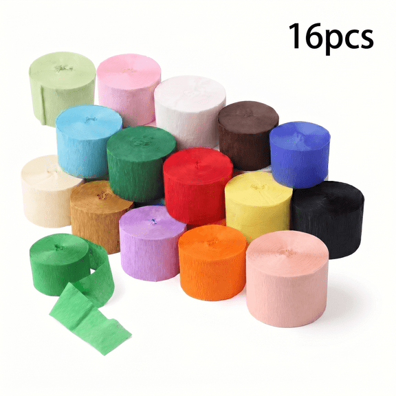 ROSEXIXI Ribbons For Crafts 16 Rolls Crepe Paper Rainbow Backdrop Decorations Colorful Ribbon DIY Craft Flowers for Birthday Wedding Party Wall Decorations Wrapping Paper Supplies
