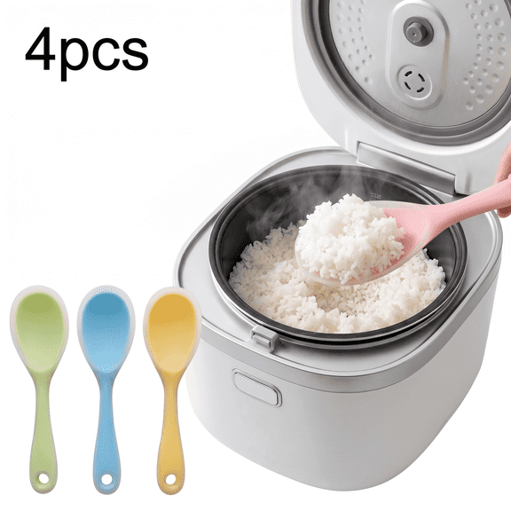 ROSEXIXI Rice spoon 4Pcs silicone Heat Resistant Cooking Spoons  for serving rice