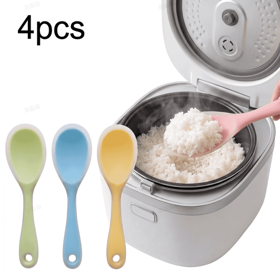 ROSEXIXI Rice spoon 4Pcs silicone Heat Resistant Cooking Spoons  for serving rice