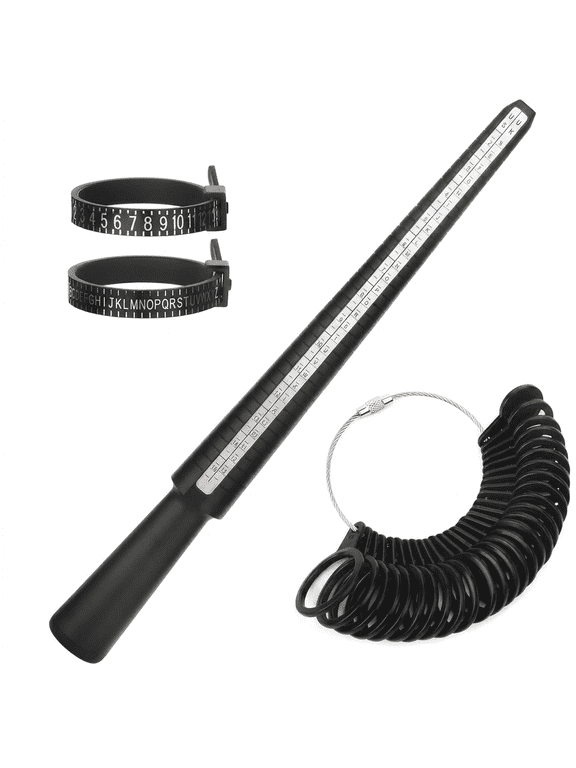 Ring Sizer 4pcs Black Plastic Measuring Tool Professional Finger Measure For Ring Size Stick Reusable Jewelry Sizing Kit For Men Women Home DIY Multi-Size Gauges