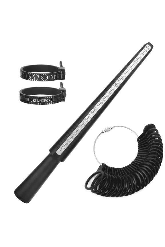 Ring Sizer 4pcs Black Plastic Measuring Tool Professional Finger Measure For Ring Size Stick Reusable Jewelry Sizing Kit For Men Women Home DIY Multi-Size Gauges
