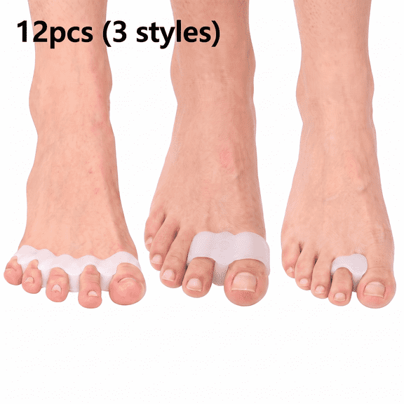 ROSEXIXI Silicone Toe Separators 12Pcs Soft Gel Pedicure Tools For Feet Washable Professional Toe Separators Overlapping Toes Bunion Relief And Reusable Soft Silicone Foot Care