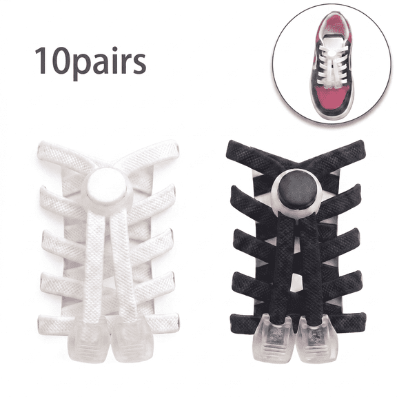ROSEXIXI No Tie Shoe Laces 10 Pairs Elastic Shoelaces Adjustable Flat Locking Shoe Strings Stretchy Quick Release Fasteners For Footwear Sneakers And Adults No Tie Laces