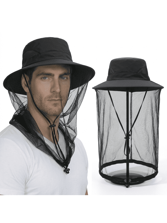 UPF 50 Sun Protection Hat, Wide Brim Fishing Hat with Hidden Mesh Net, Adjustable Outdoor Headwear