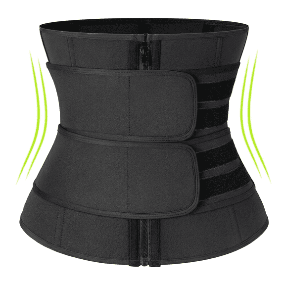 ROSEXIXI Waist Trainer Neoprene Plus Size Abdominal Binder Double Strap Zipper Front Sweat Belt Adjustable Workout Exercise Belt for Women Pilates Gym