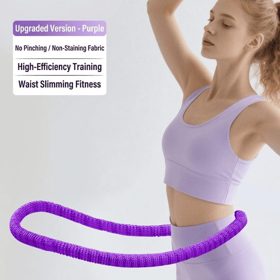 ROSEXIXI Waist Trainers For Women Belly Fat, 2.6lbs Purple Soft Velvet Weighted Hula Hoop Silent Spring Loaded Exercise Hoop No-Pinch Weight Loss Exercise Equipment, For Home Gym Fitness Slimming