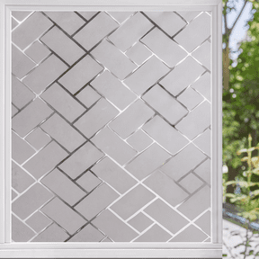 ROSEXIXI Window Privacy Film 23.6" x 78.7" Static Cling Glass Film Diagonal Grid Opaque Frosted Decorative Sticker for Bathroom Bedroom Home Office and Front Door