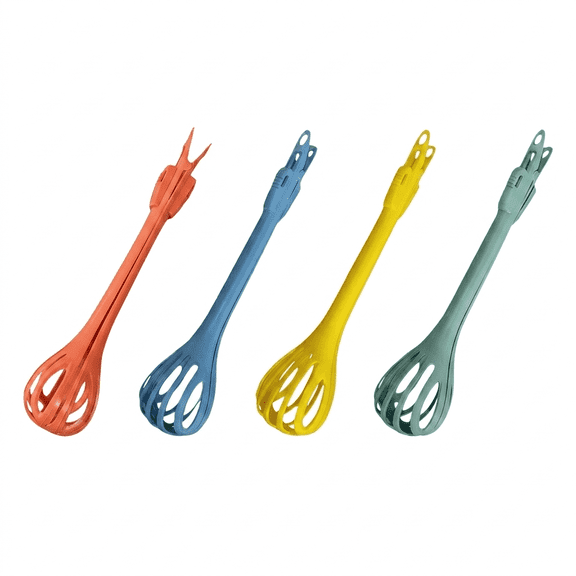 ROSEXIXI egg beater 4Pcs Multifunctional Hand Whisk Red 3 In 1 Manual Mixer Heat Resistant Food Tongs Versatile Scrambler Tool For Kitchen Cooking Baking Picking Noodles And Boiling Eggs
