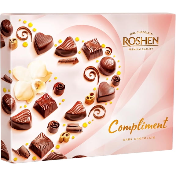 ROSHEN Compliment Assorted Dark Chocolates, Multi Flavors of Sweets, Egg Liquor Flavoured Cream Fine Chocolates 145g - Compliment - Dark Chocolate, 1 Pack