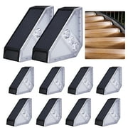 ROSHWEY 10PCS Solar Stair Lights, Solar Step Lights, Solar Deck Lights Outdoor Waterproof, Front Porch, Backyard, Courtyard, Fence, Walls Decor, Amber Light