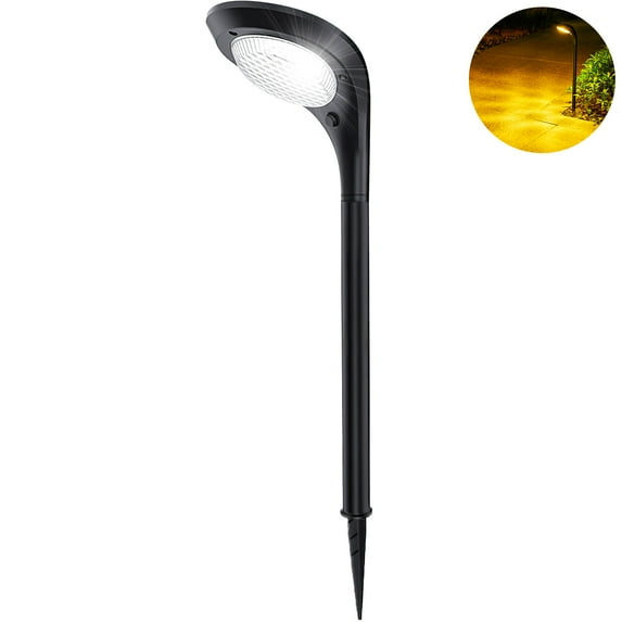 ROSHWEY 1PCS Bright Solar Pathway Lights Outdoor Waterproof, Decorative Solar Garden Lights Suitable for Christmas, Walkway, Driveway, Yard, Cool Light & Amber Light