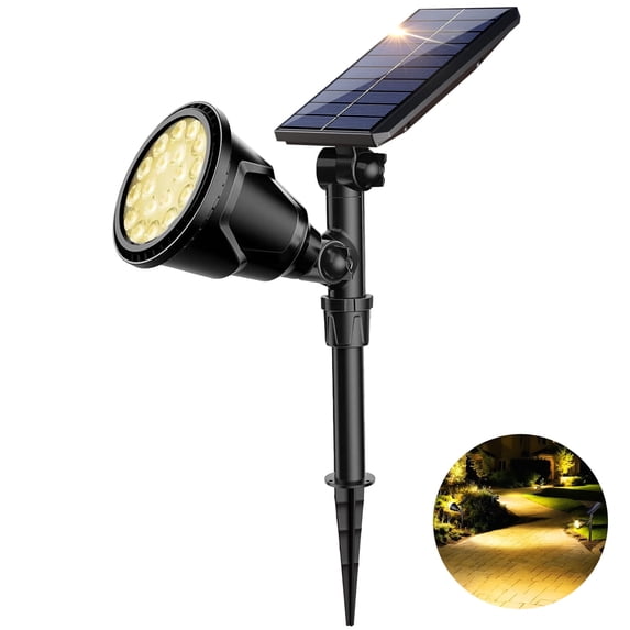 ROSHWEY 600LM Solar Spotlights Outdoor for Garden,IP65 Waterproof Solar Spot Lights Landscape Lighting for Walkway Wall Garden Backyard Path Pathway Driveway, Amber Light 1 Pack