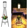 thumbnail image 1 of ROSHWEY 1PCS Solar Floor Lights with Plant Stand, Solar Floor Lamps with Flower Shelf Outdoor Waterproof, Solar Charging&USB Charging, Christmas Decor Gift, 1 of 8